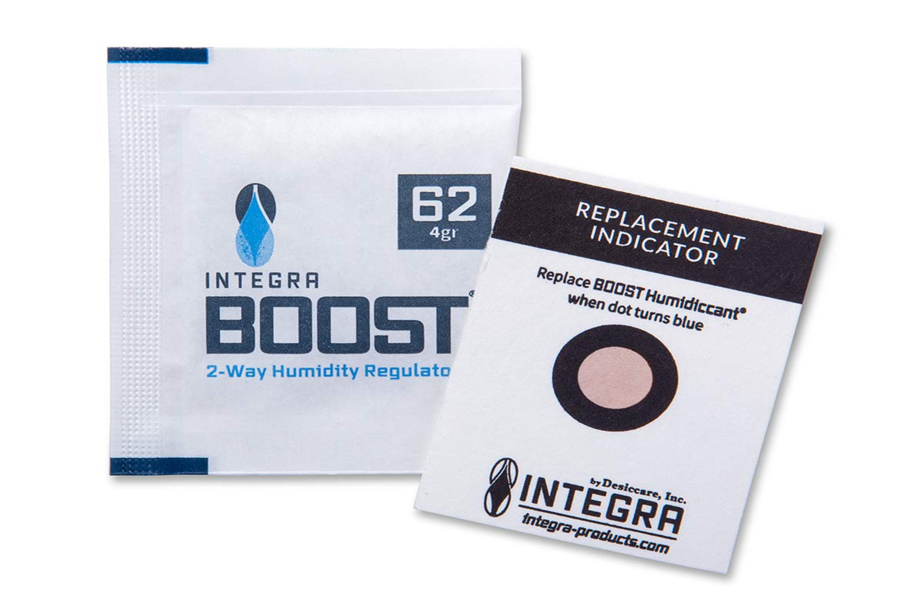 Desiccare 8-gram Integra BOOST® 62% RH 2-way humidity control packs with HIC